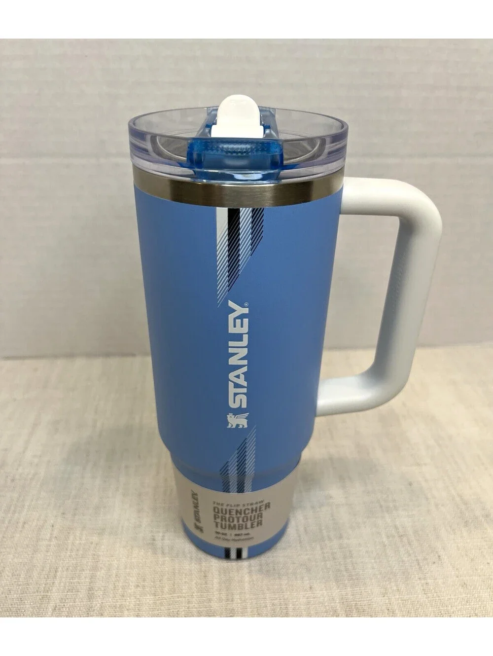 Stanley Quencher ProTour 30 oz Blue/White Striped Insulated Tumbler w/ Handle